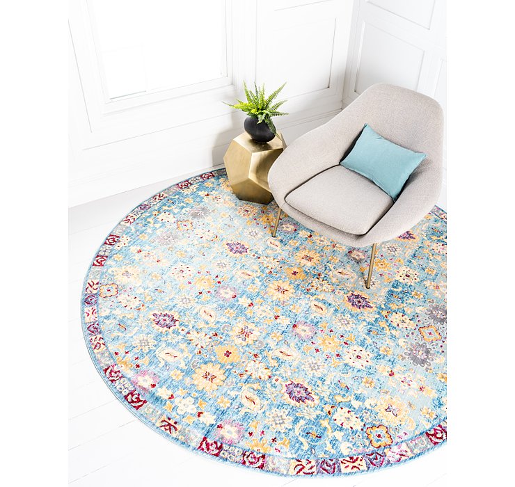 8' x 8' Aqua Round Rug