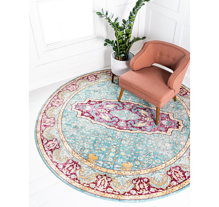 245cm x 245cm Aqua Round Rug