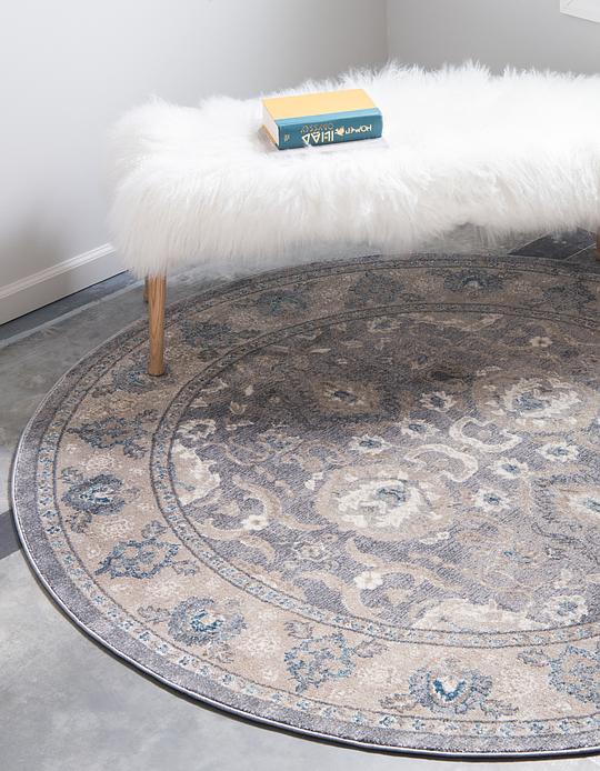 Gray 220cm x 220cm Vienna Round Rug Area Rugs AU Rugs