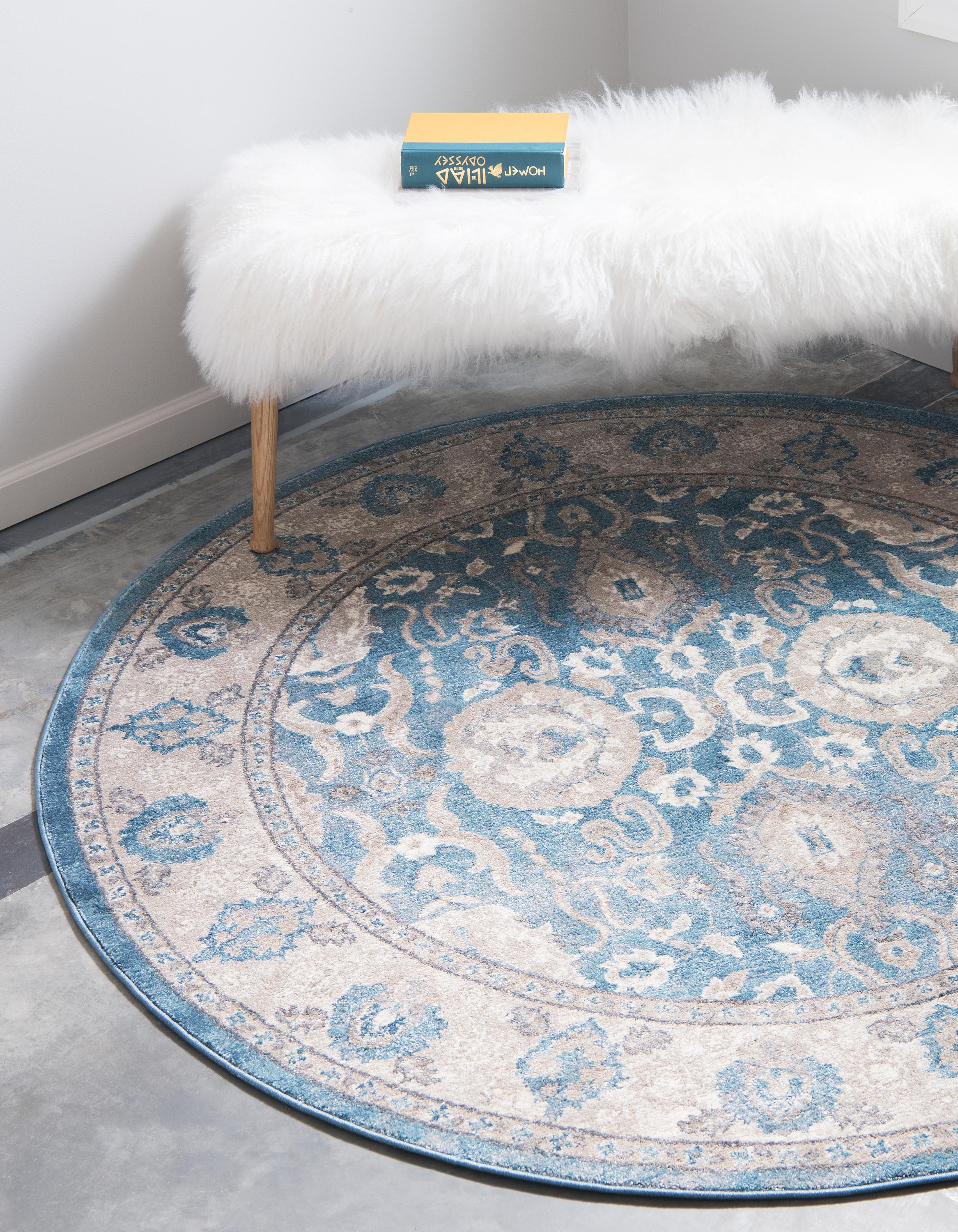 Light Blue 6' x 6' Vienna Round Rug eSaleRugs