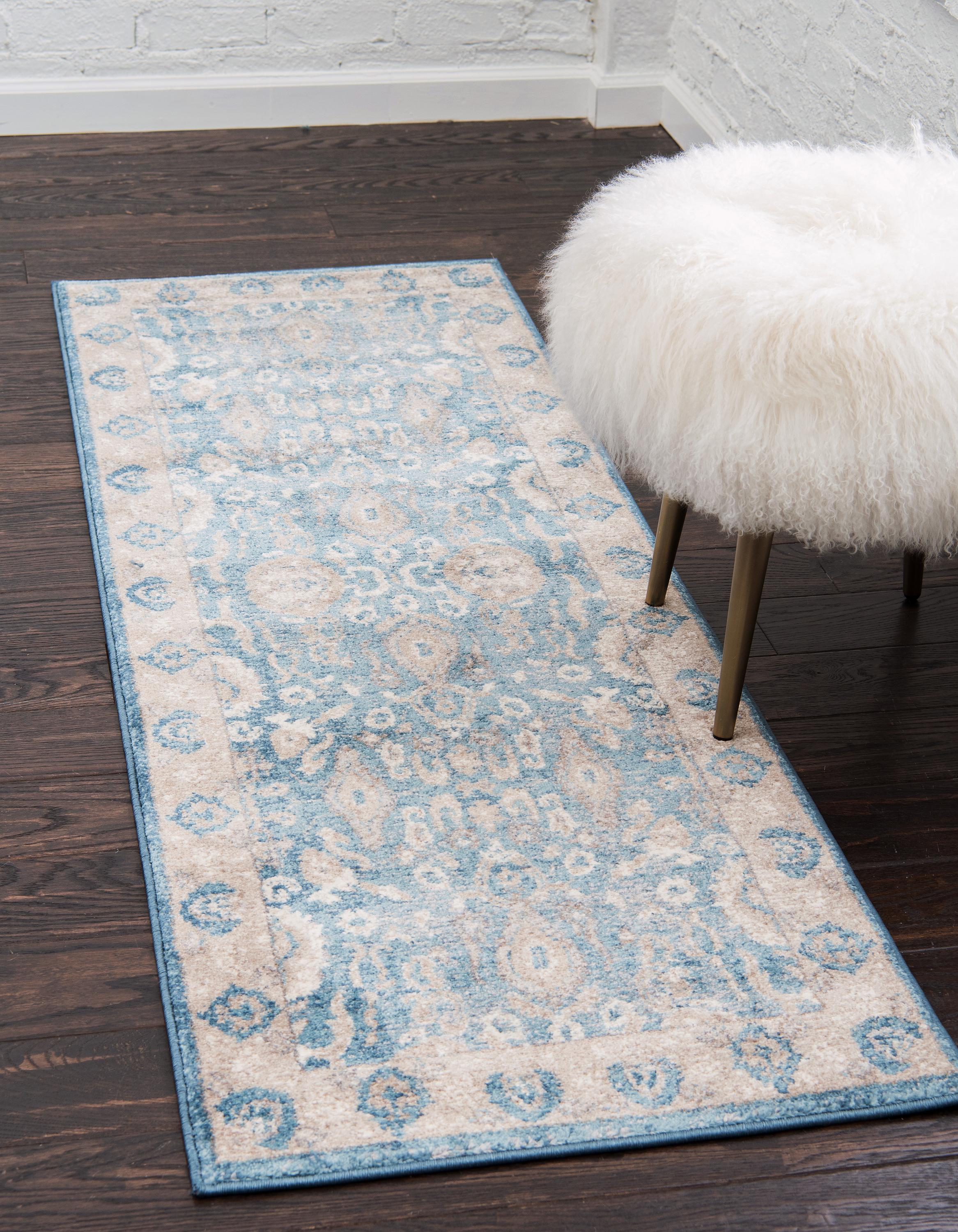 Light Blue 2' x 6' Vienna Runner Rug Area Rugs eSaleRugs