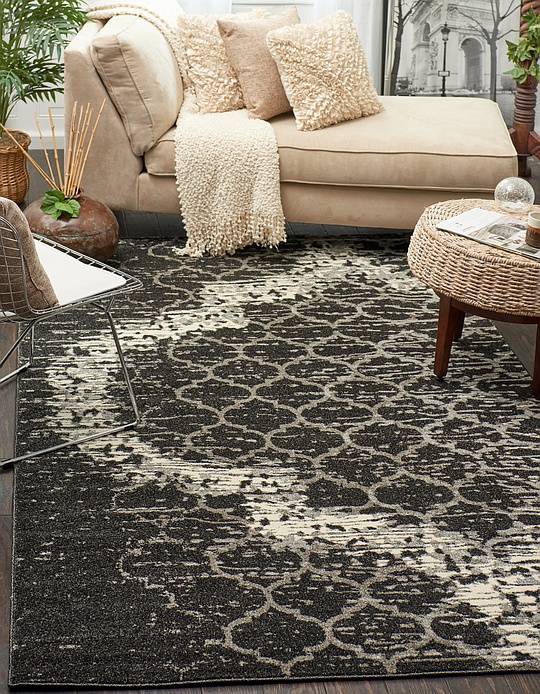 Charcoal Gray 7' x 10' Trellis Rug Area Rugs eSaleRugs
