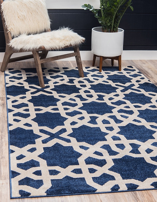Navy Blue 5' x 8' Trellis Rug Area Rugs eSaleRugs