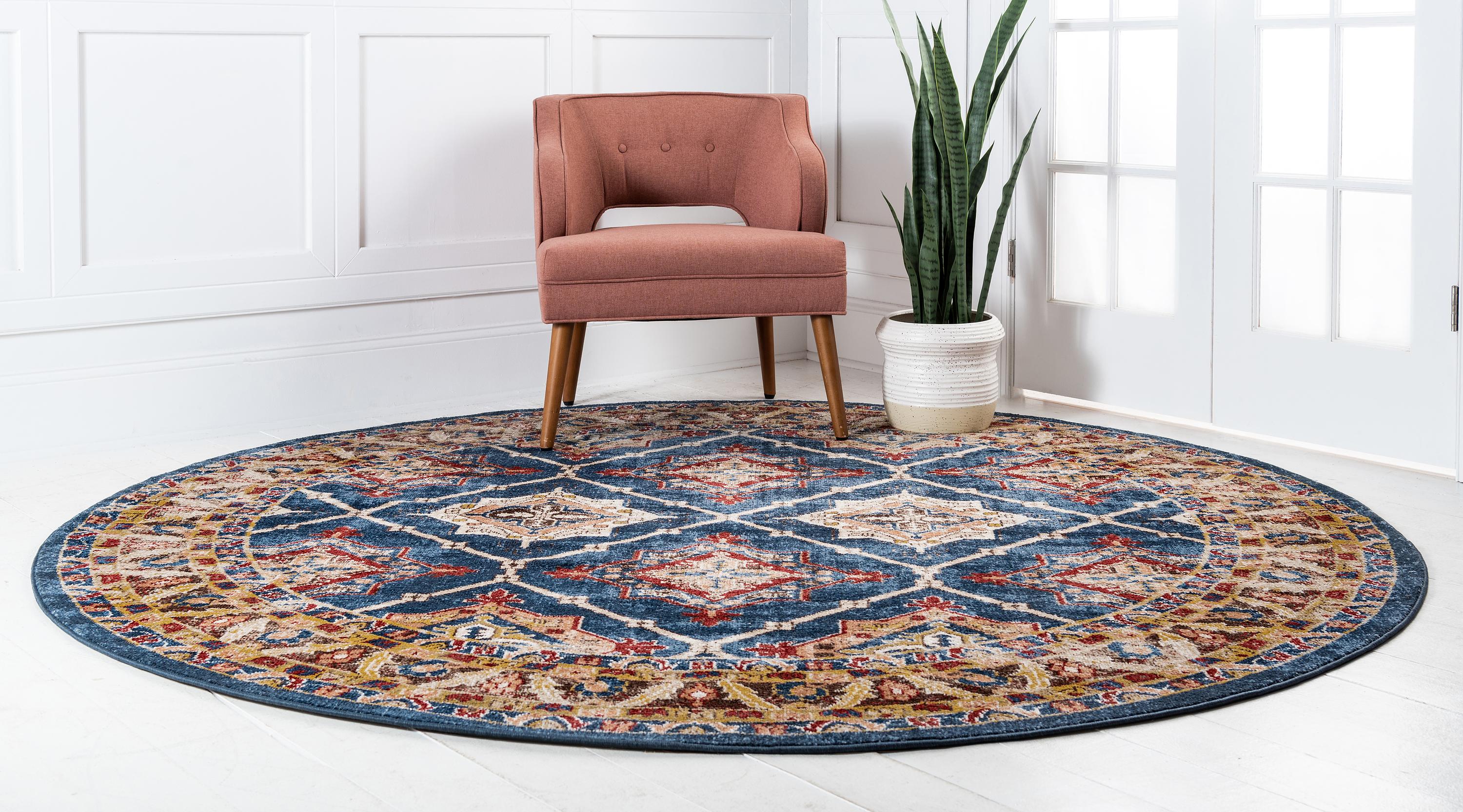 Light Blue 8' x 8' Arcadia Round Rug eSaleRugs