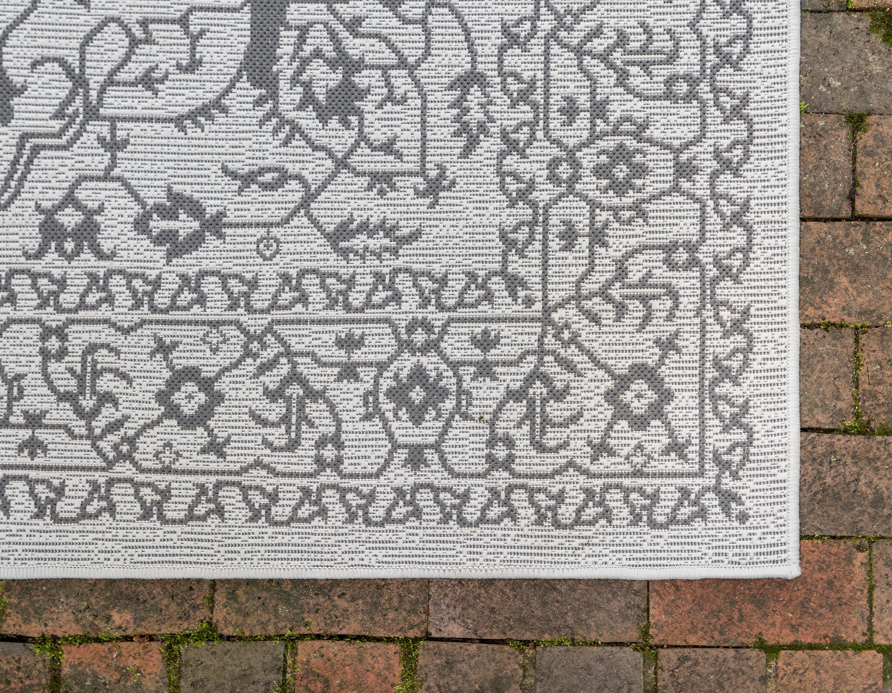 Light Gray 6' x 9' Outdoor Botanical Rug eSaleRugs