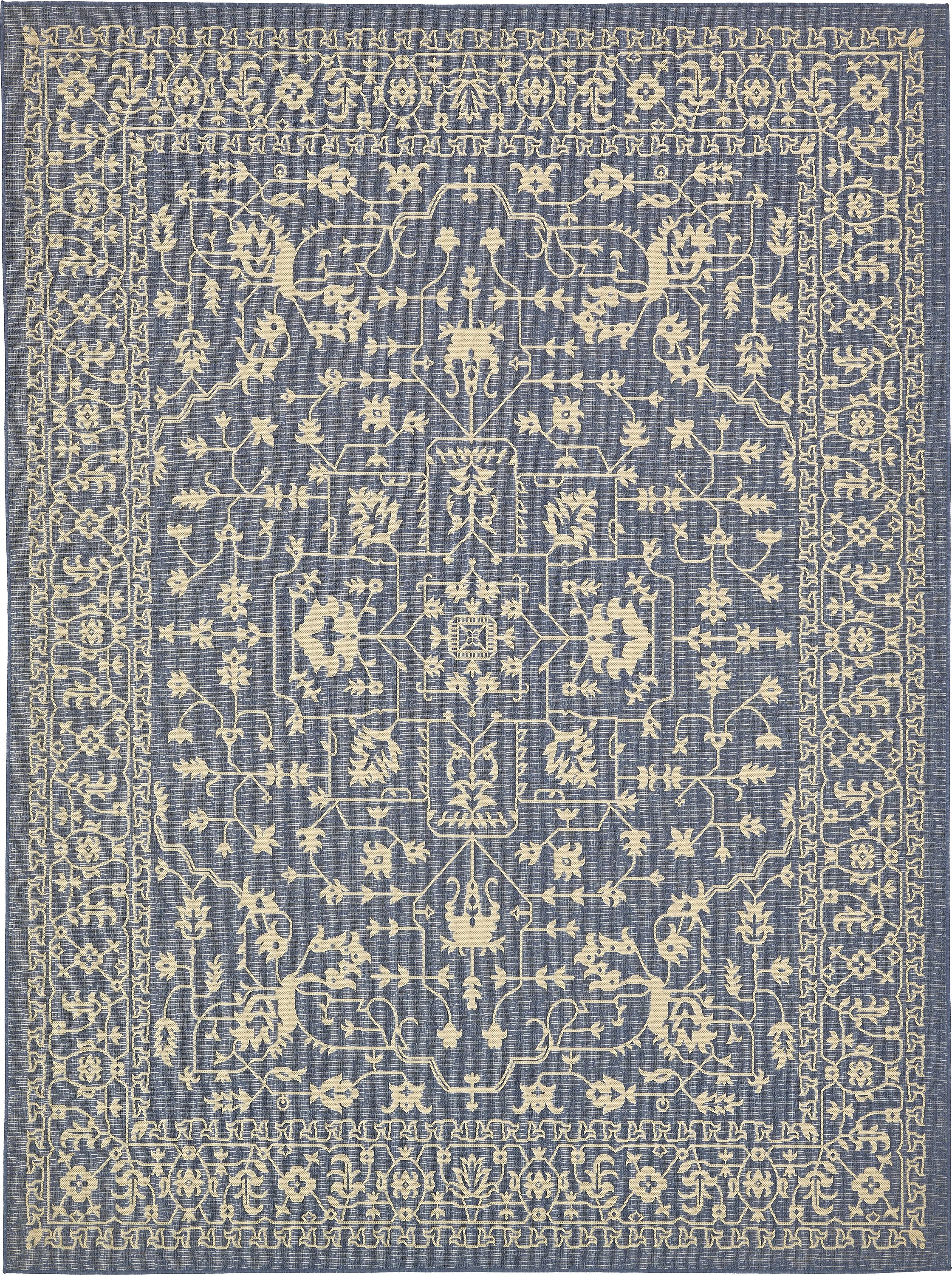 Blue 9' x 12' Outdoor Botanical Rug Area Rugs