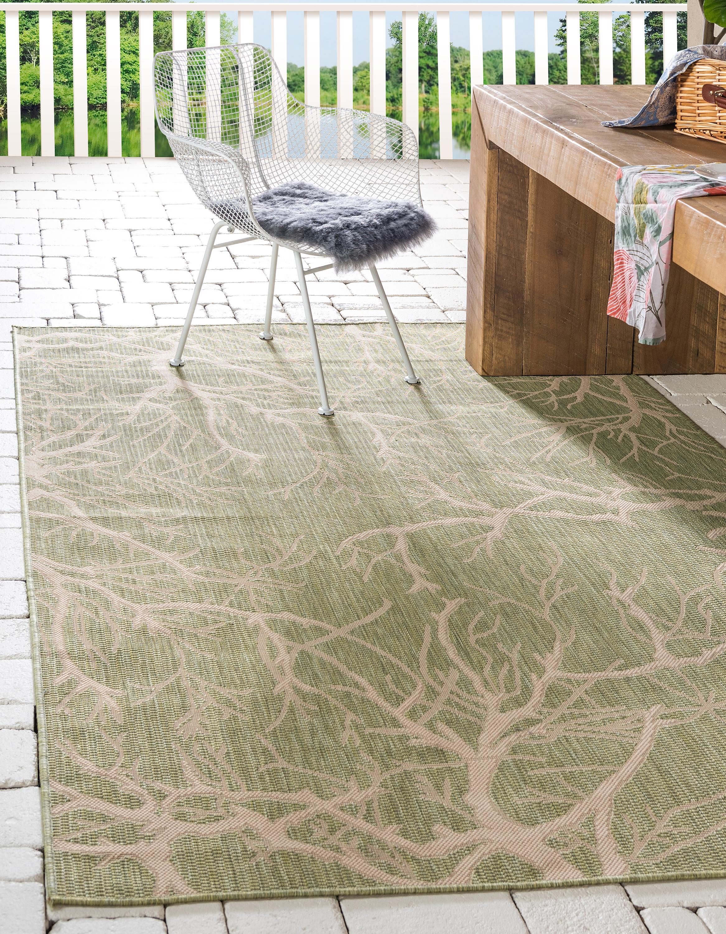 Light Green 6' x 9' Outdoor Botanical Rug eSaleRugs