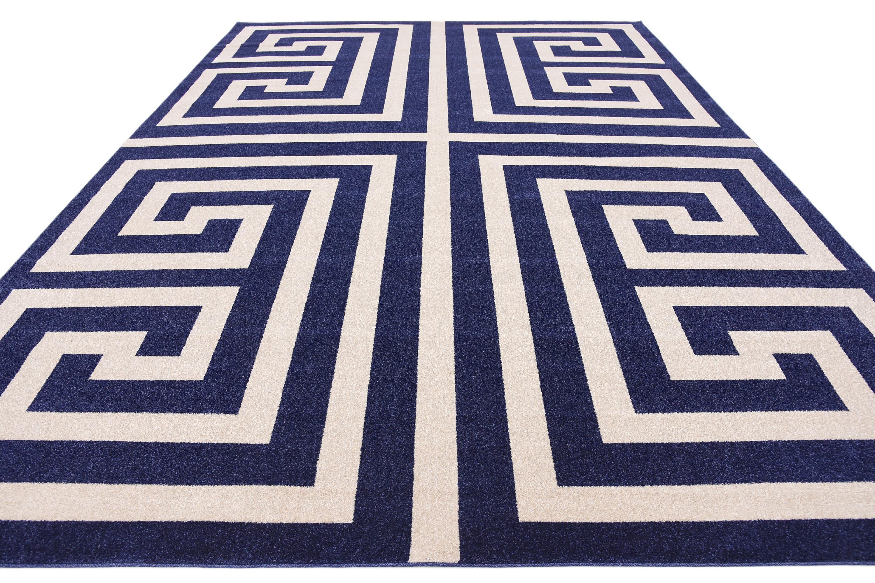 Navy Blue 10' x 13' Greek Key Rug eSaleRugs