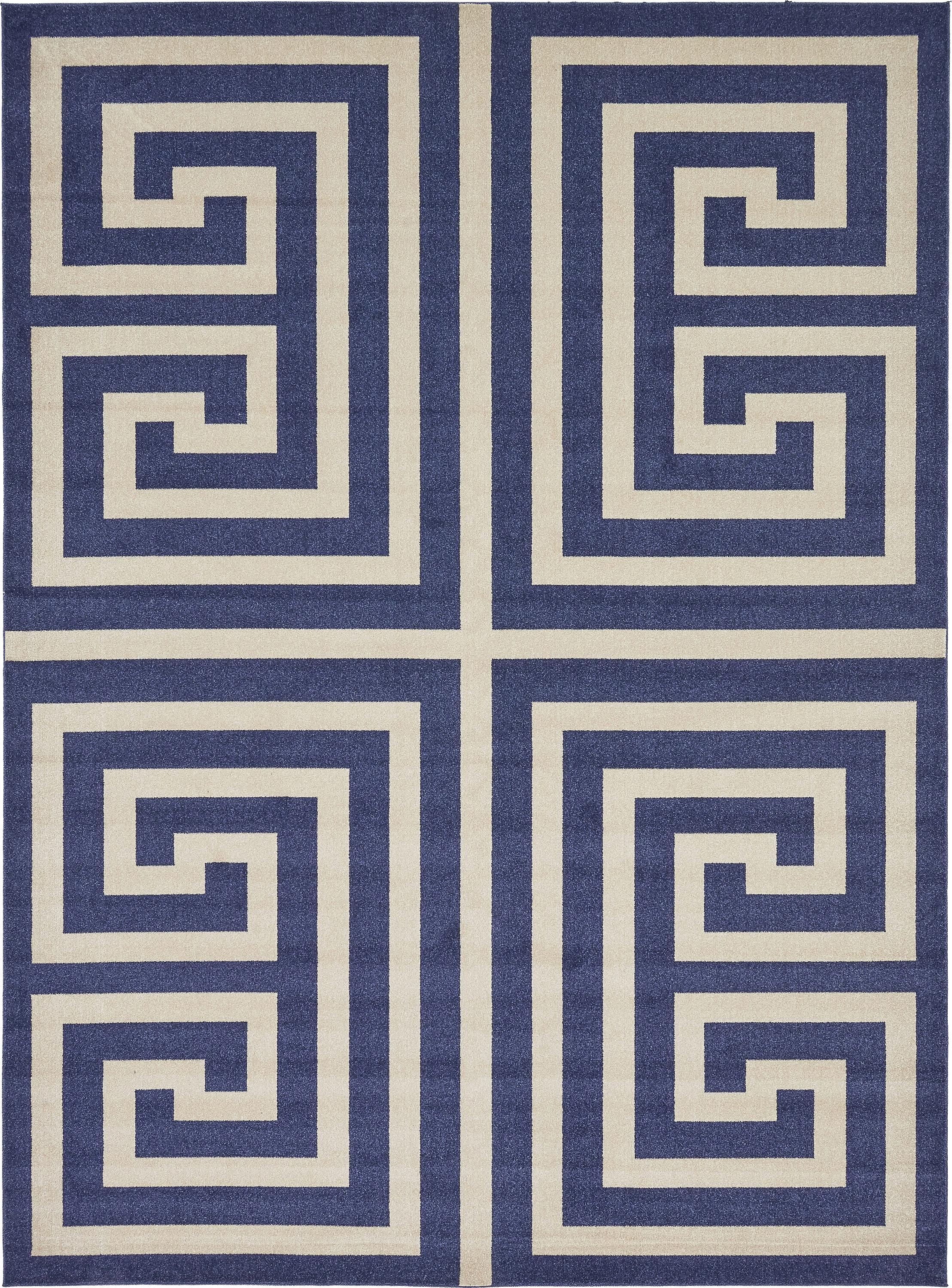 Navy Blue 10' x 13' Greek Key Rug eSaleRugs