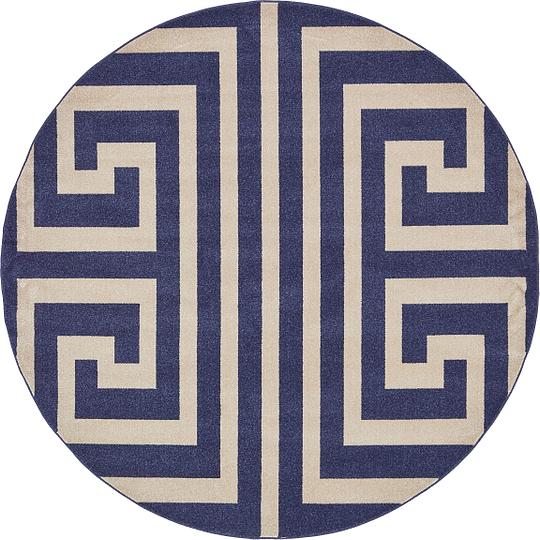 Navy Blue 245cm X Greek Key Round Rug Area Rugs Au Main Image Of Rug