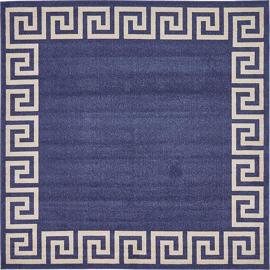 Navy Blue 8' x 8' Greek Key Square Rug Area Rugs iRugs UK