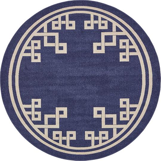 Dark Blue 8 X Greek Key Round Rug Area Rugs Erugs Main Image Of Rug