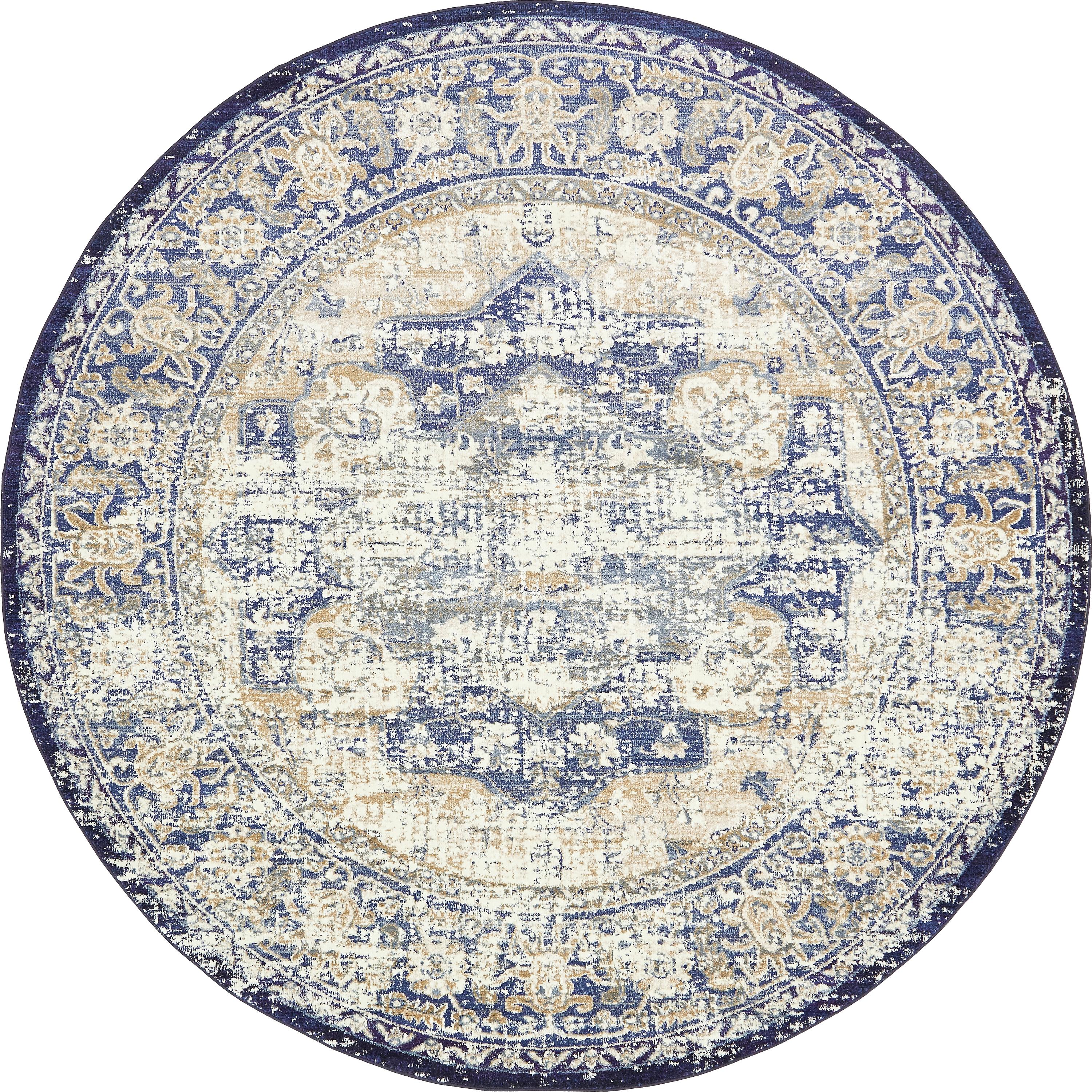 Blue 8' x 8' Lexington Round Rug eSaleRugs