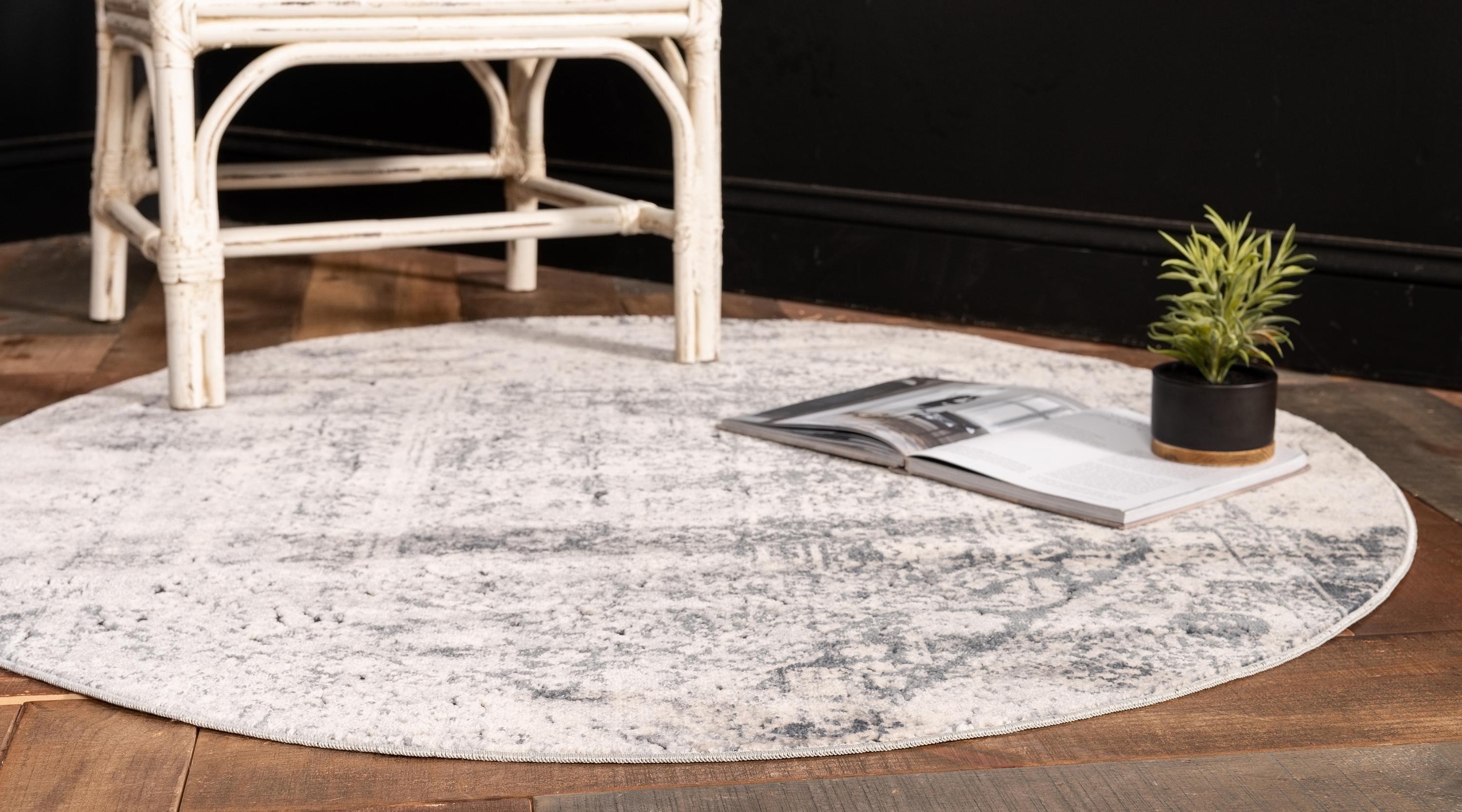 Gray 8' x 8' Villa Round Rug eSaleRugs