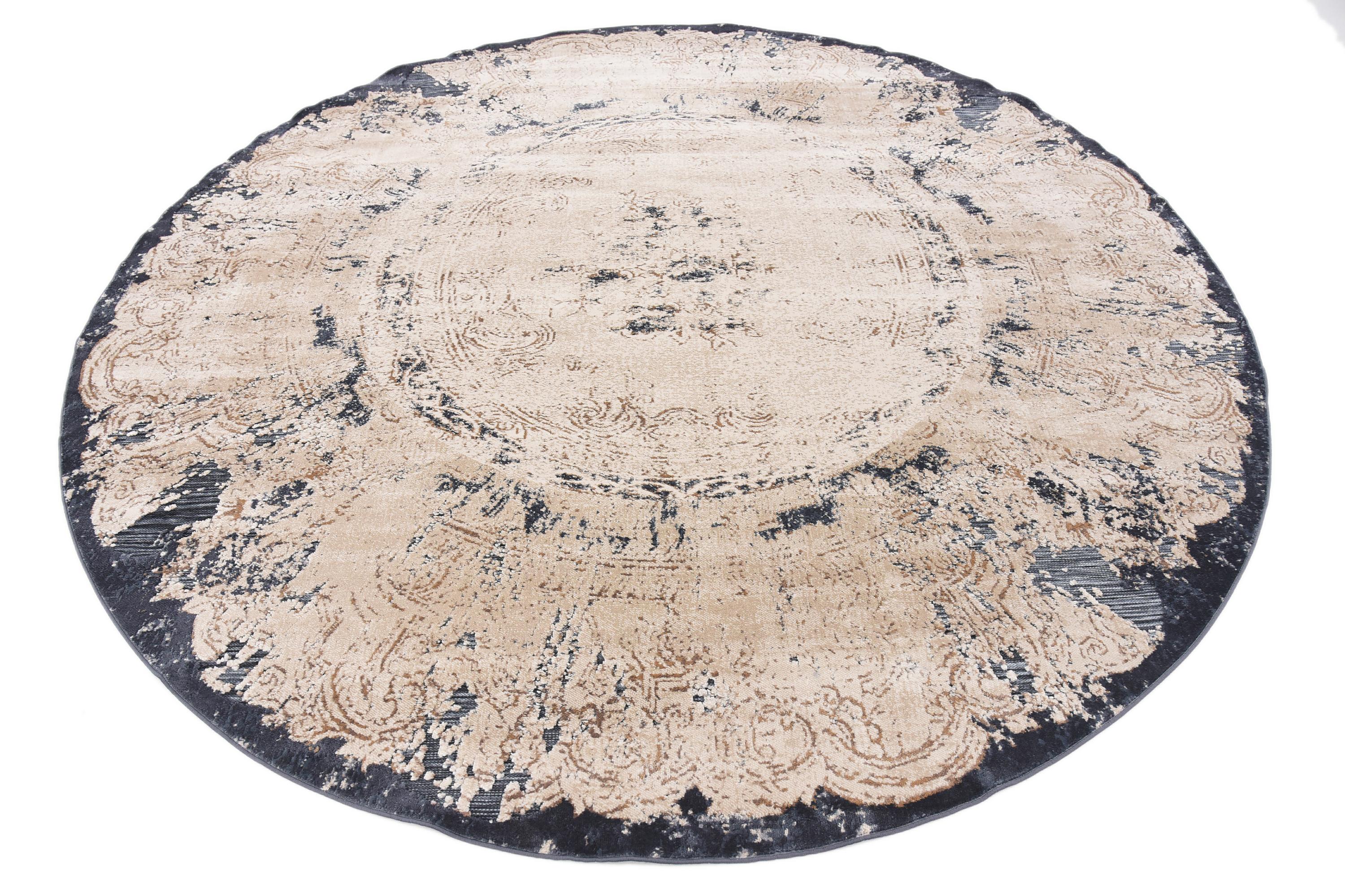 Cream 8' x 8' Villa Round Rug eSaleRugs