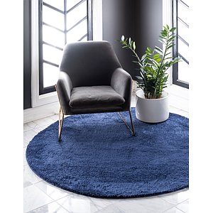 8' x 8' Solid Frieze Round Rug