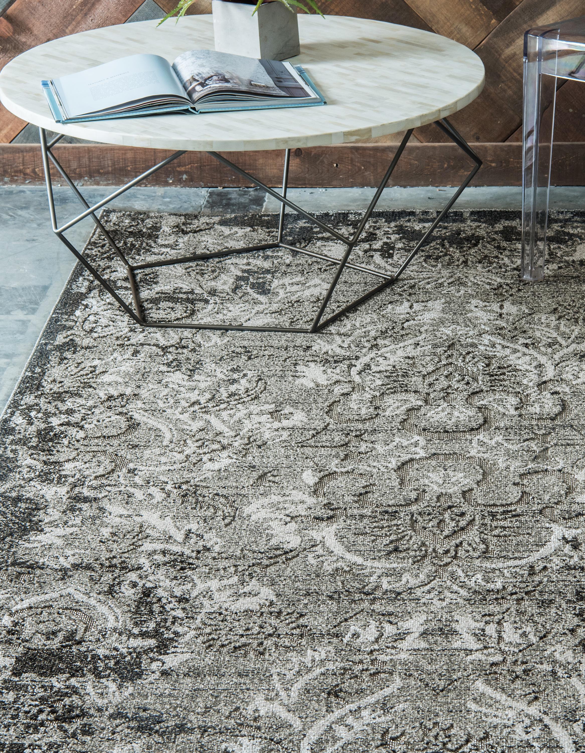 Light Gray 9' x 12' Outdoor Botanical Rug Area Rugs eSaleRugs