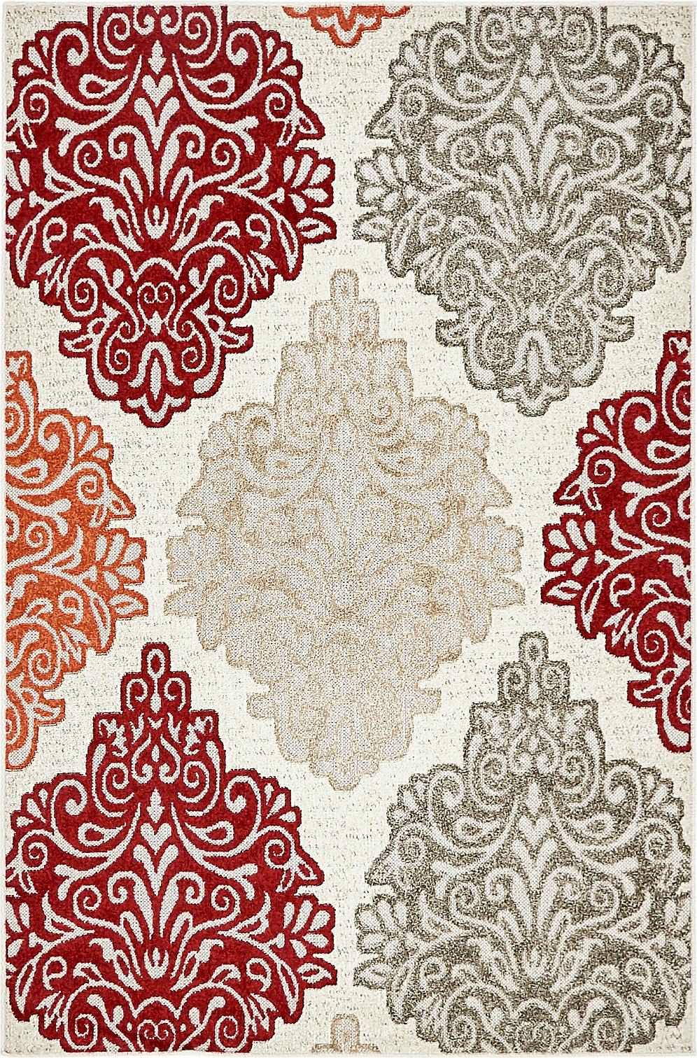 Beige 4' x 6' Transitional Indoor/Outdoor Rug Area Rugs eSaleRugs