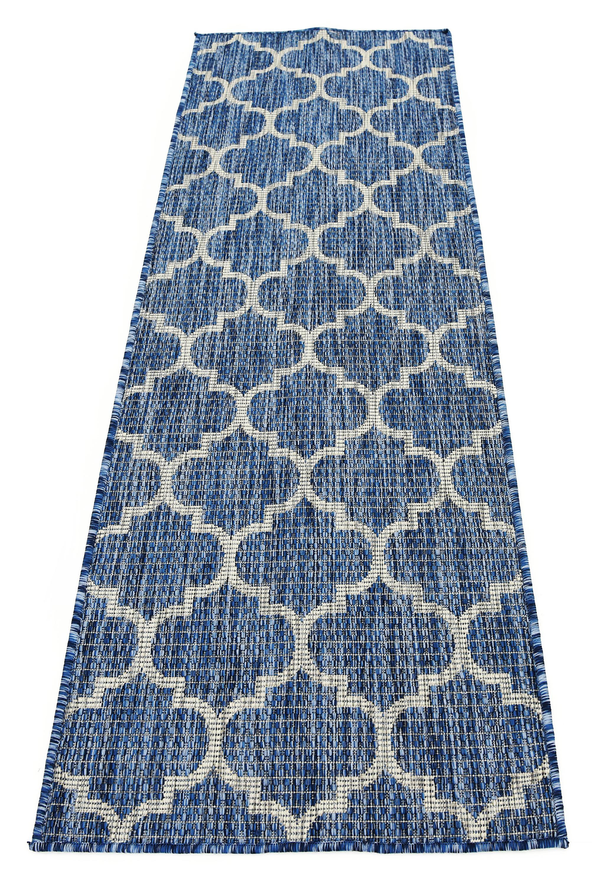 Blue 2' x 6' Outdoor Trellis Runner Rug eSaleRugs