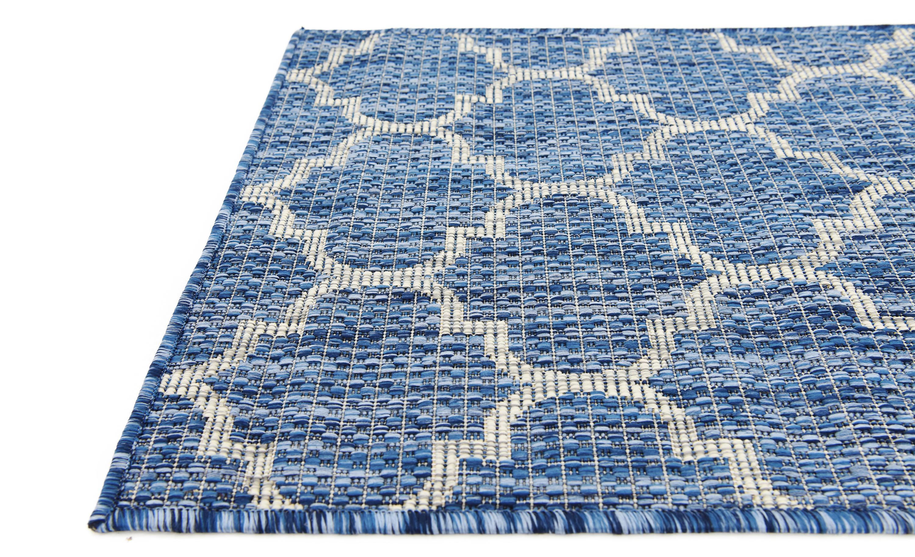 Blue 2' x 6' Outdoor Trellis Runner Rug eSaleRugs