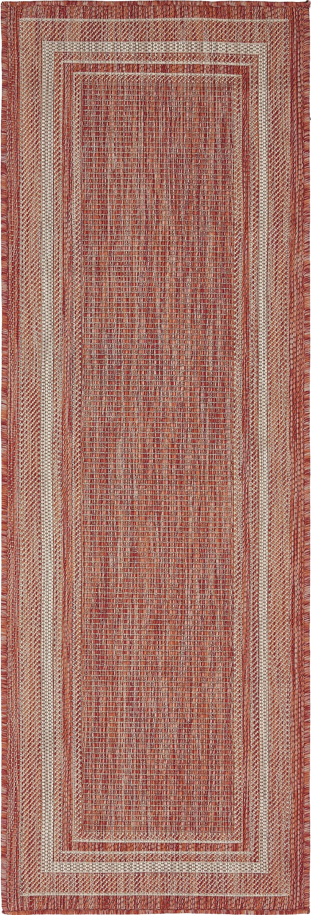 Rust Red 2' x 6' Outdoor Border Runner Rug