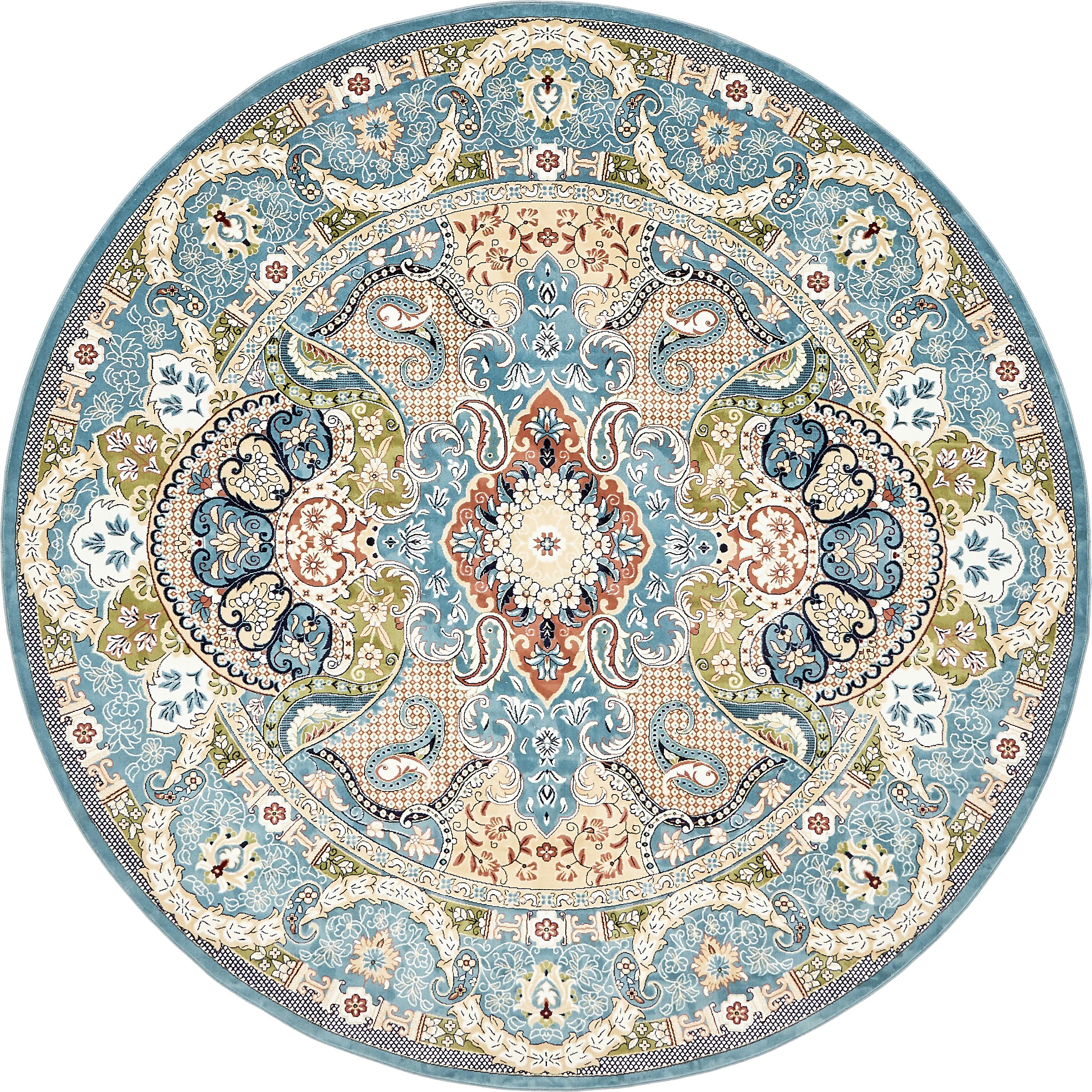 Blue 10' x 10' Nain Design Round Rug eSaleRugs