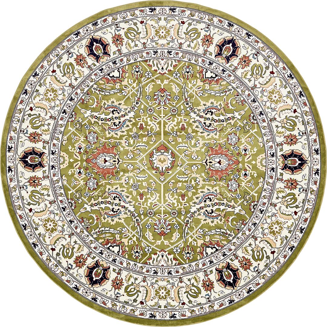 Green 10' x 10' Tabriz Design Round Rug Area Rugs eSaleRugs