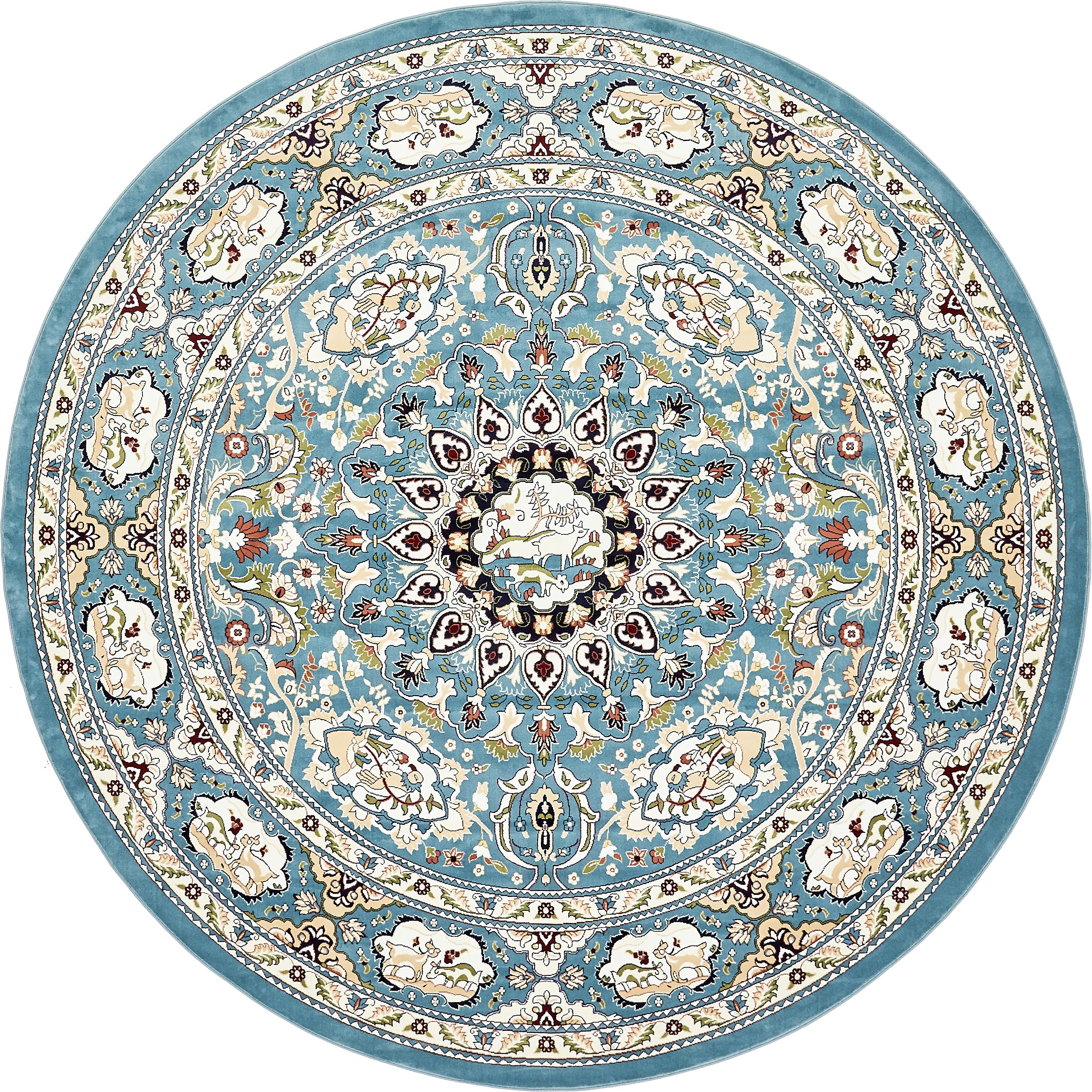 Blue 10' x 10' Tabriz Design Round Rug eSaleRugs