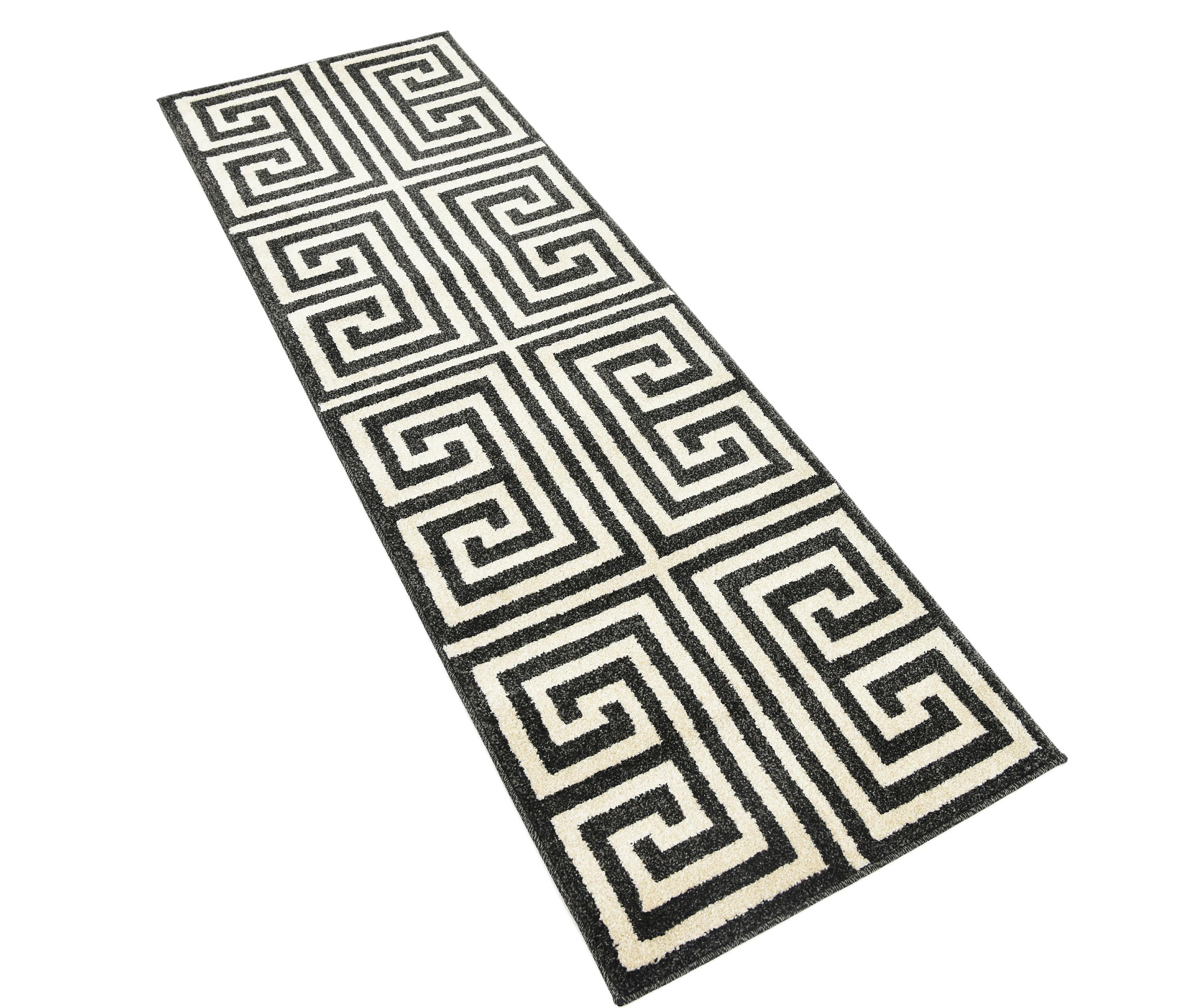 Black 2' x 6' Greek Key Runner Rug eSaleRugs