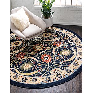 8' x 8' Isfahan Design Round Rug