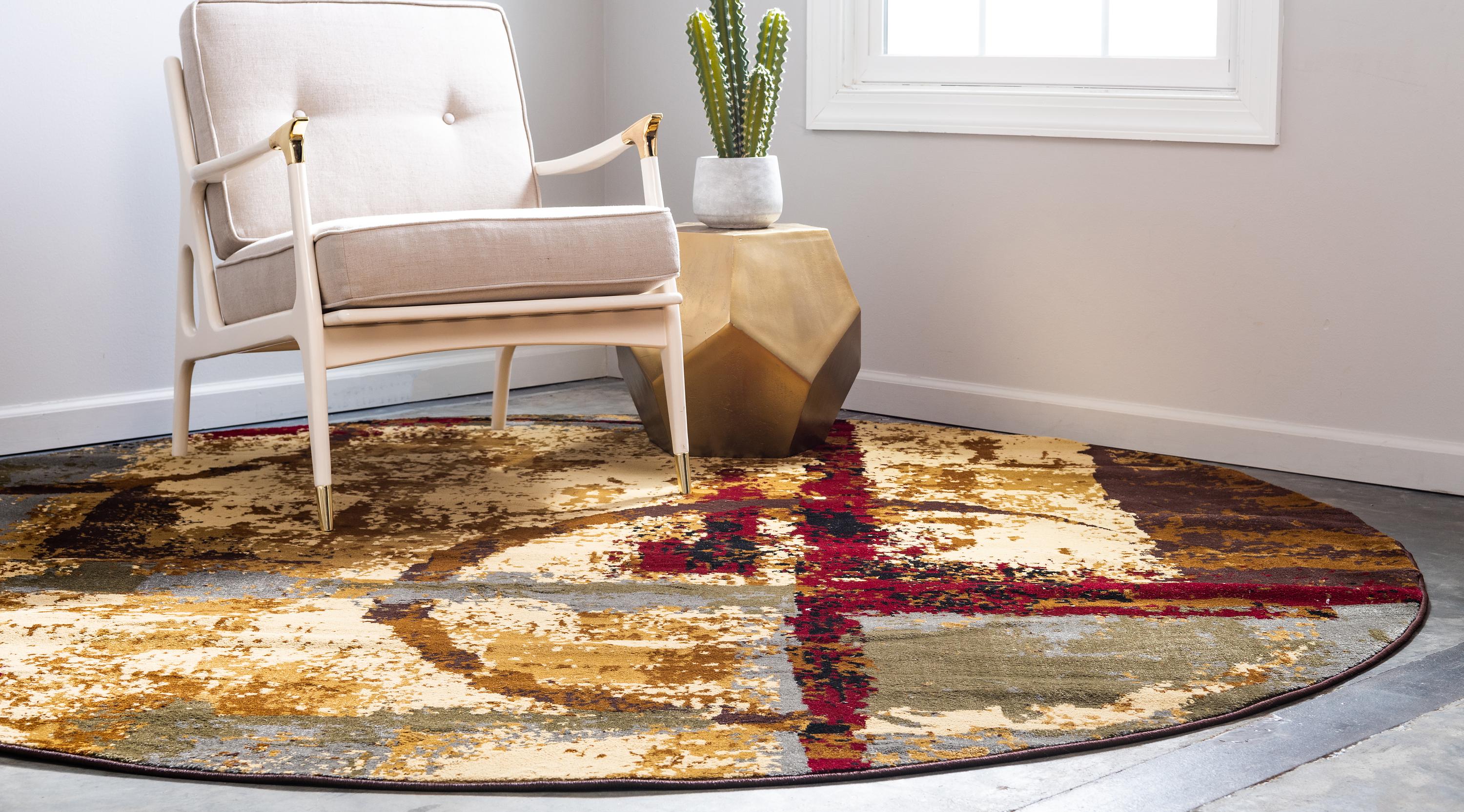 Multicolor 8' x 8' Coffee Shop Round Rug eSaleRugs