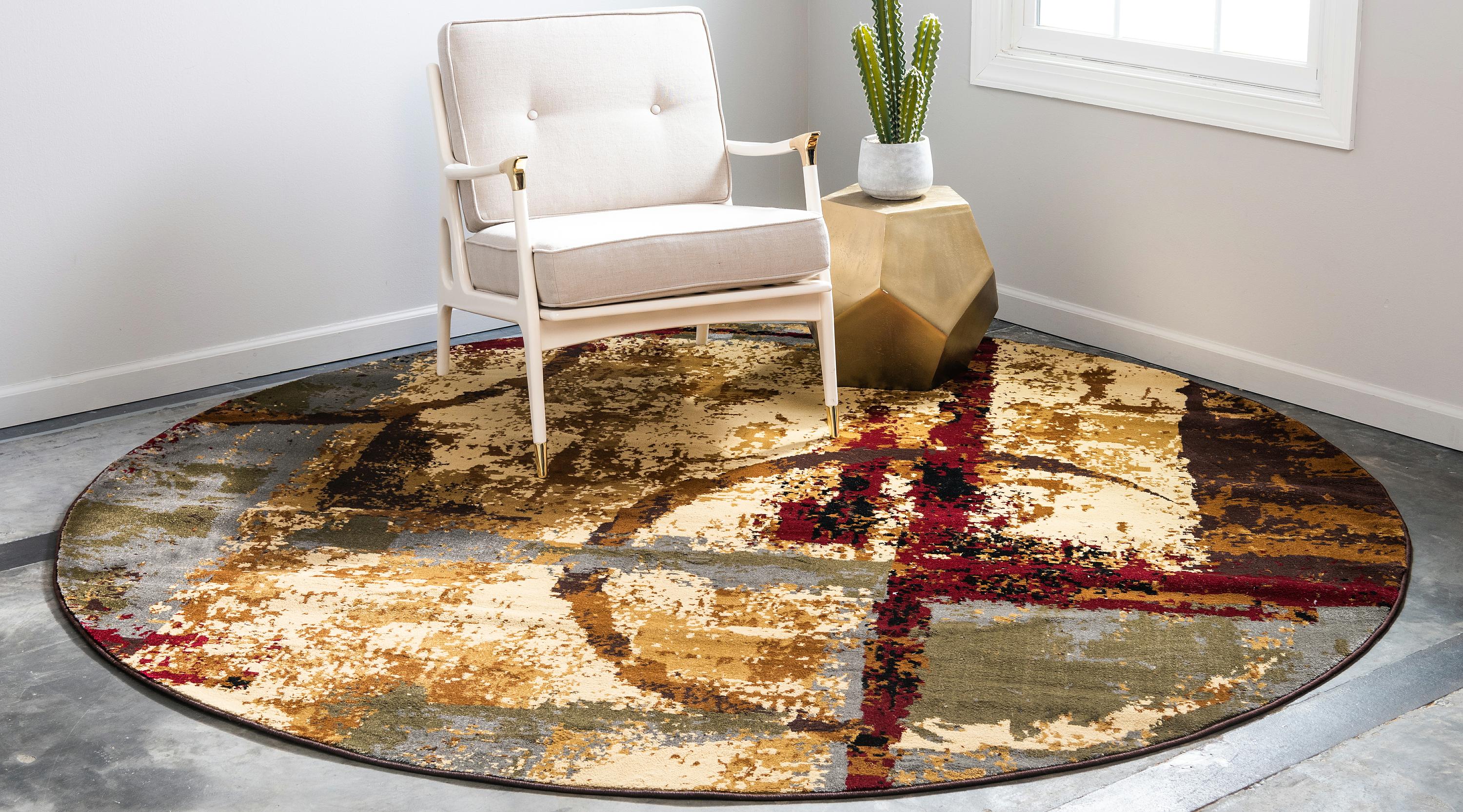 Multicolor 8' x 8' Coffee Shop Round Rug eSaleRugs