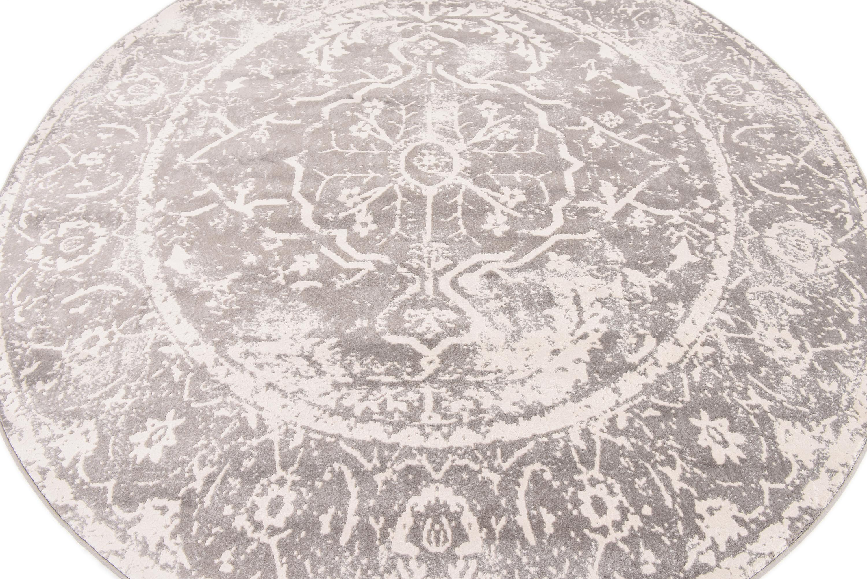 Gray 8' x 8' New Vintage Round Rug eSaleRugs