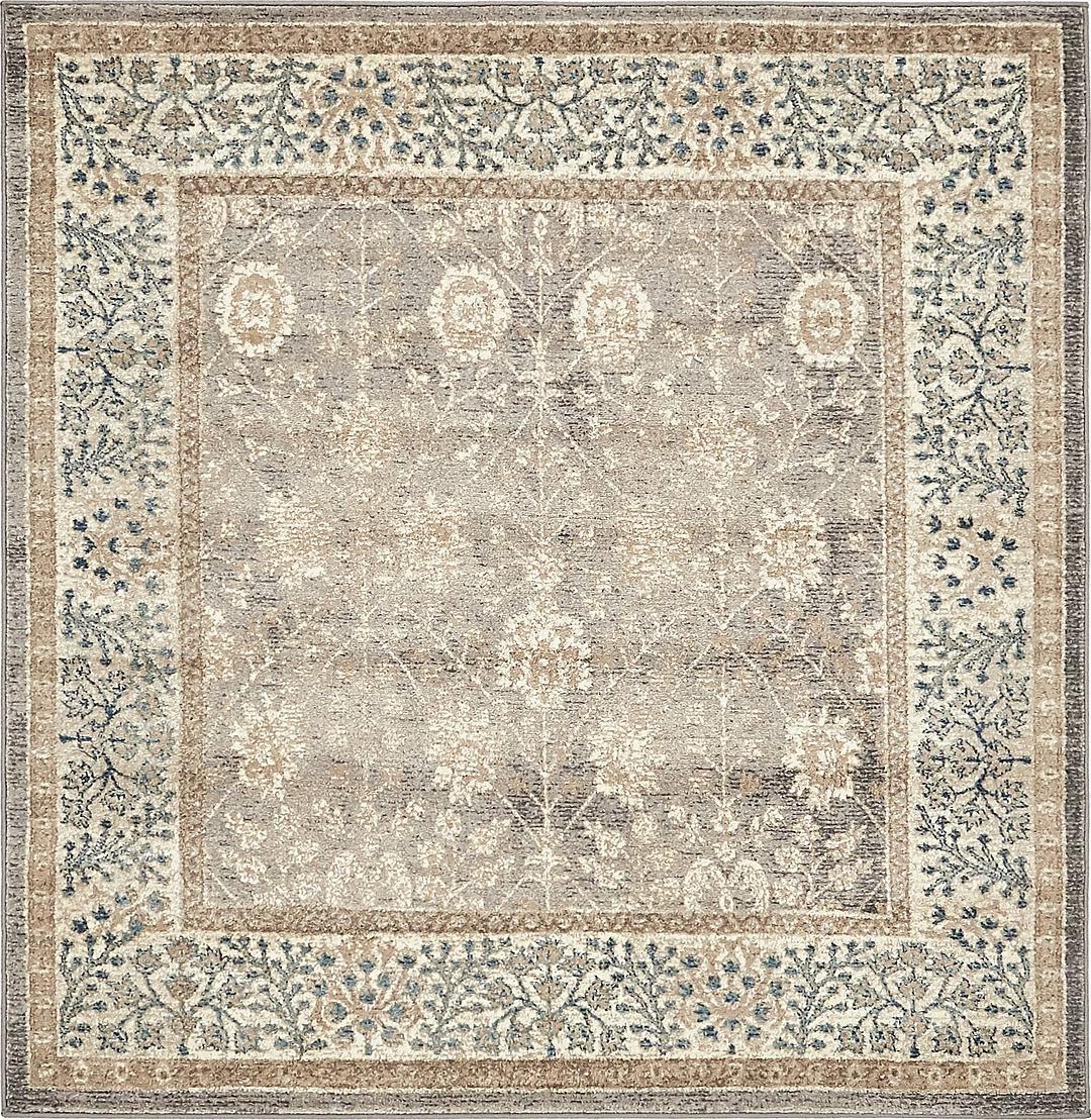 Gray 5' x 5' Vienna Square Rug iRugs UK