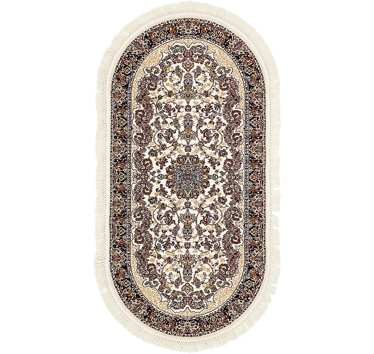 3' 3 x 6' 7 Mashad Design Oval Rug