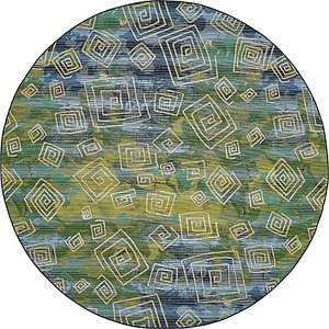 Unique Loom 8' x 8' Outdoor Modern Round Rug