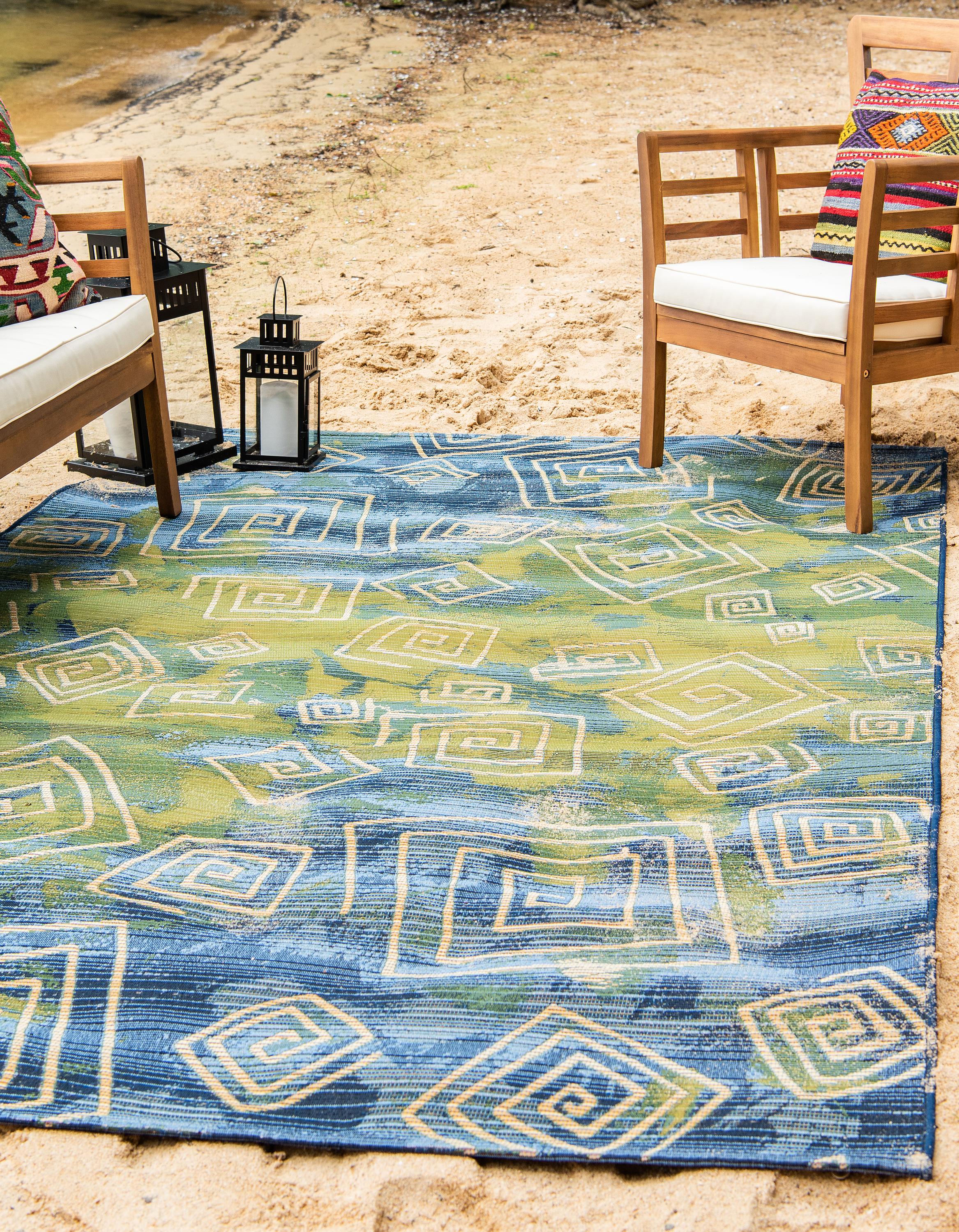Blue 8' x 11' 4 Outdoor Modern Rug eSaleRugs