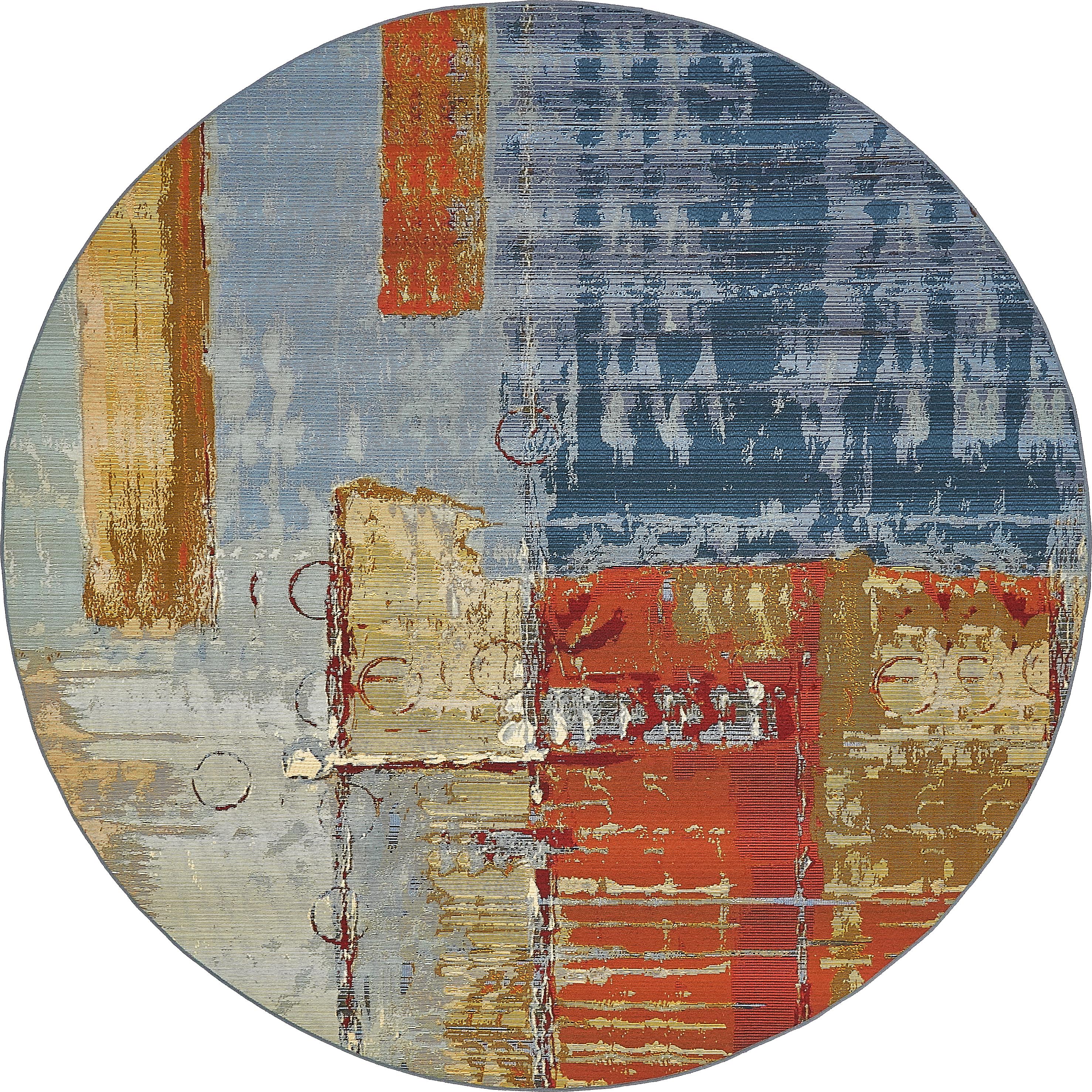 Multicolor 8' x 8' Outdoor Modern Round Rug eSaleRugs