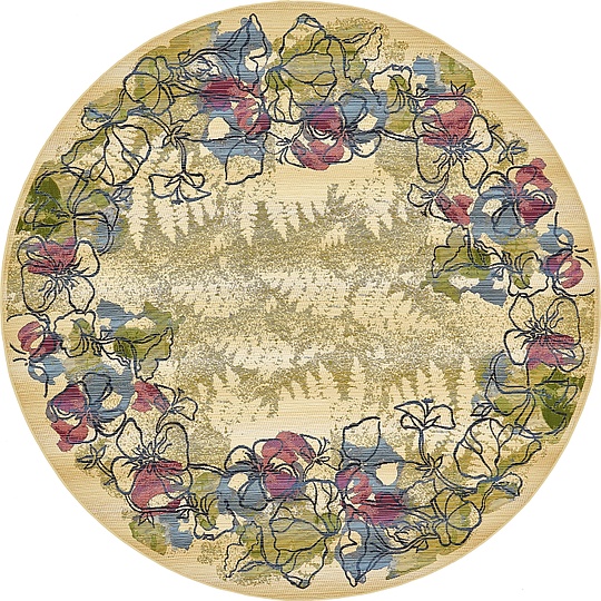 Cream 8' x 8' Eden Outdoor Round Rug Area Rugs eSaleRugs