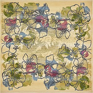 Unique Loom 6' x 6' Outdoor Botanical Squar...