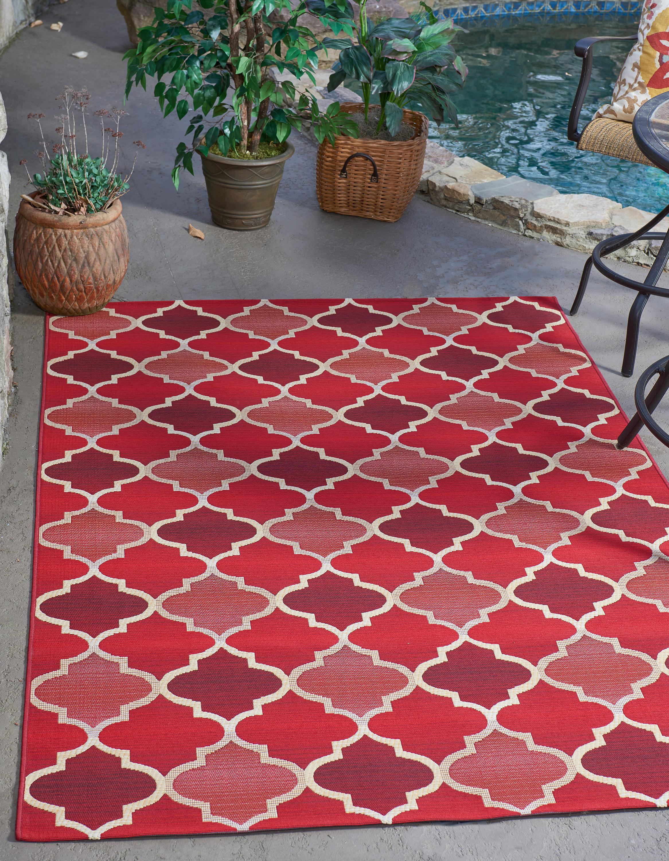 Red 5' 3 x 8' Outdoor Trellis Rug eSaleRugs