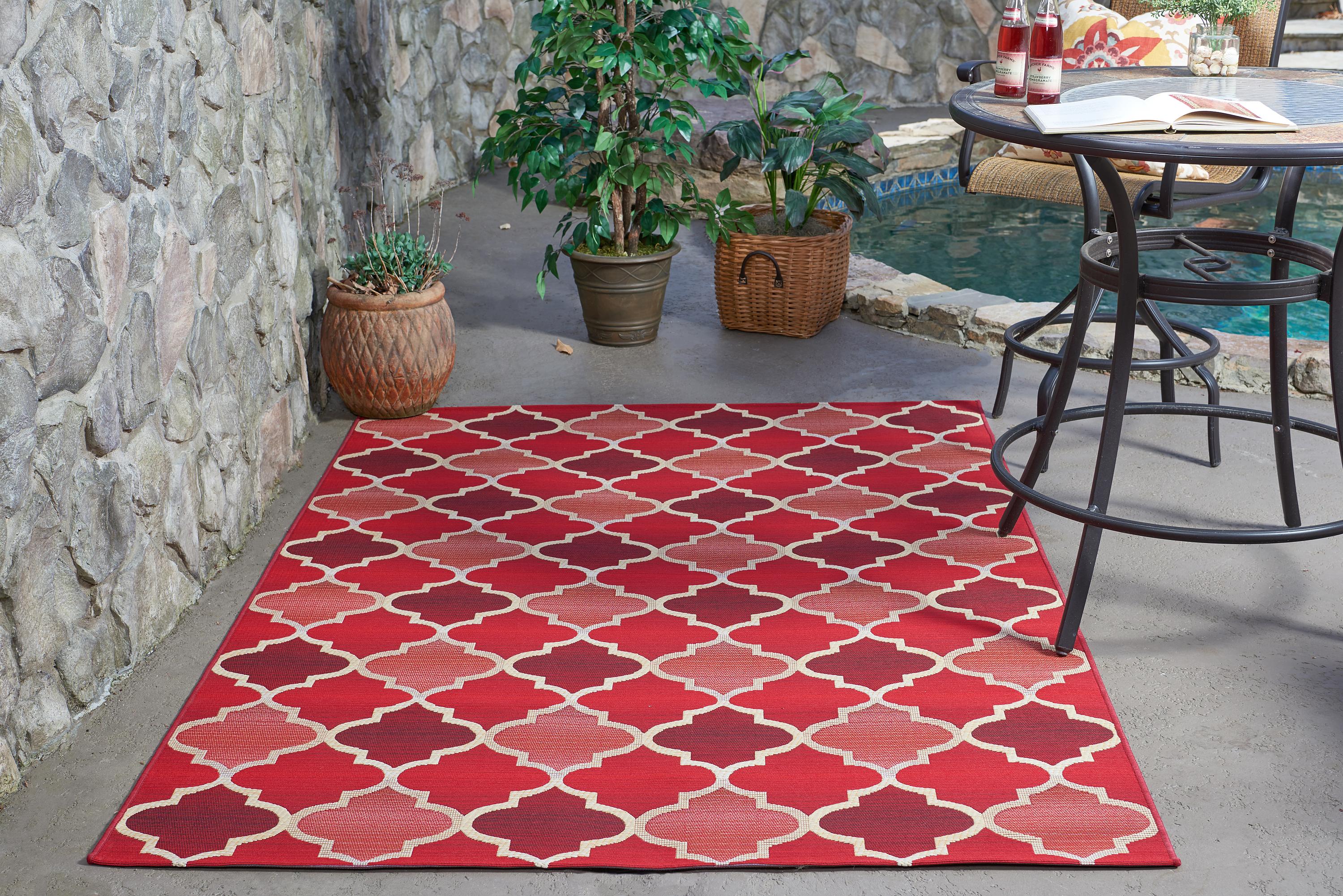 Red 5' 3 x 8' Outdoor Trellis Rug eSaleRugs