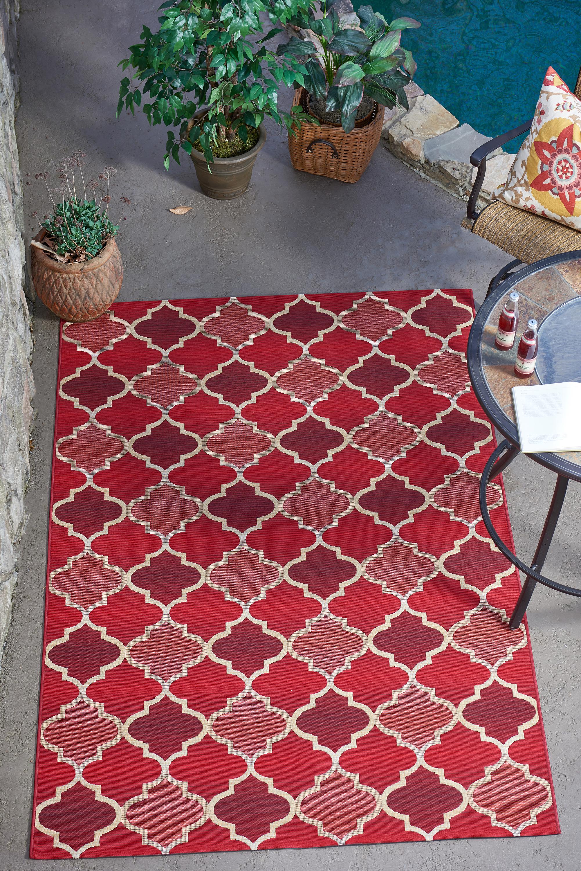 Red 5' 3 x 8' Outdoor Trellis Rug eSaleRugs