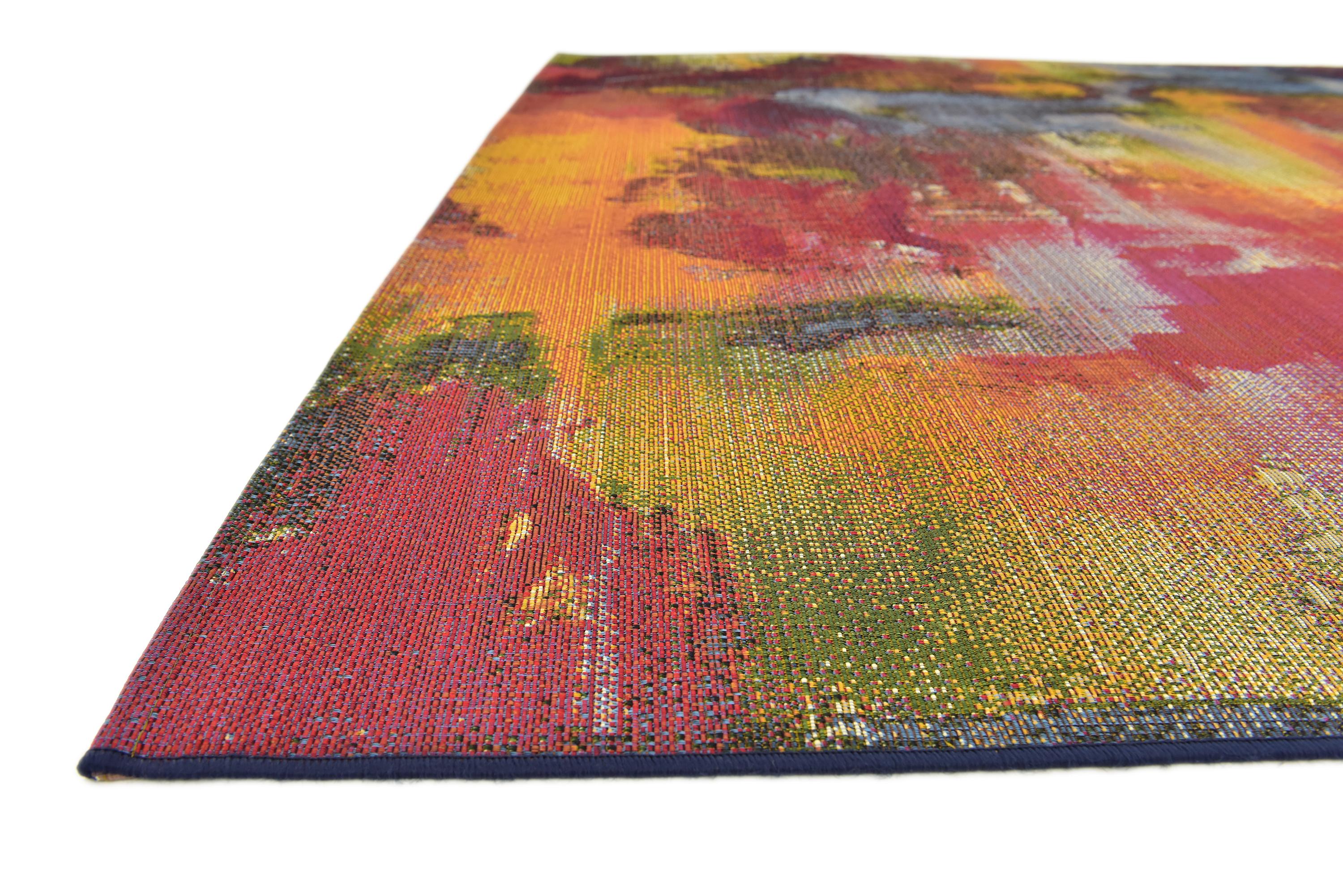 Multi 6' x 6' Outdoor Modern Square Rug eSaleRugs