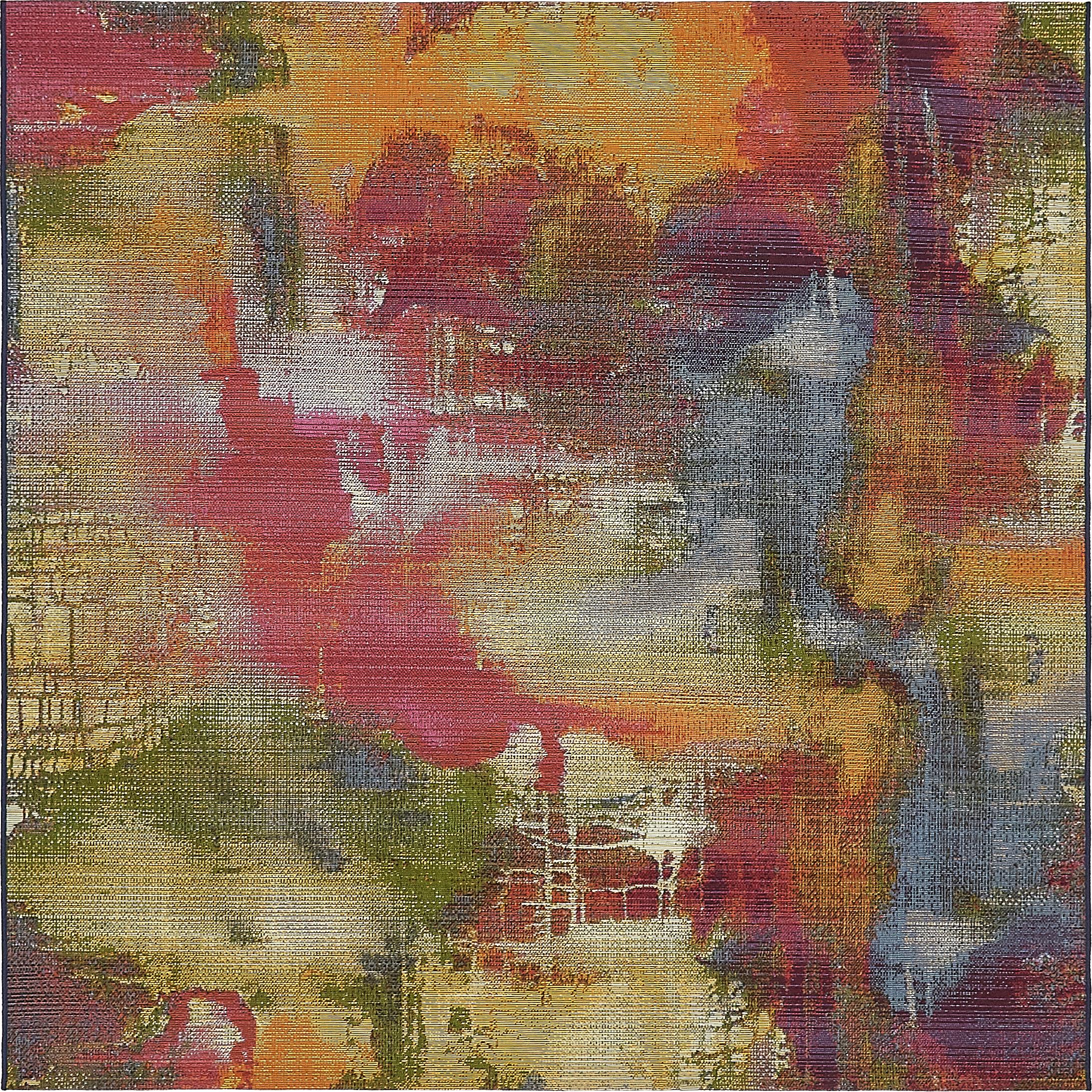 Multi 6' x 6' Outdoor Modern Square Rug eSaleRugs