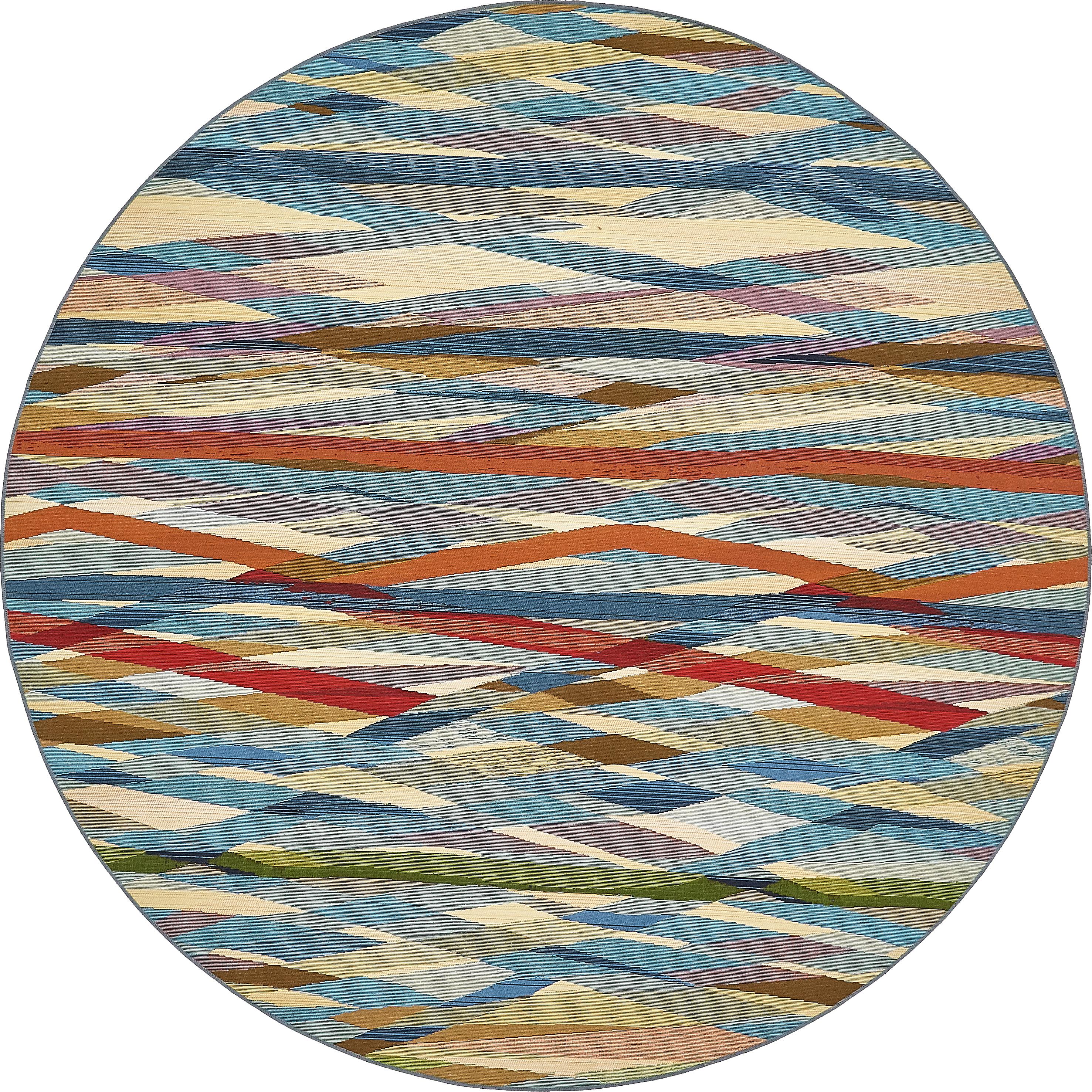 Multicolor 8' x 8' Outdoor Modern Round Rug eSaleRugs