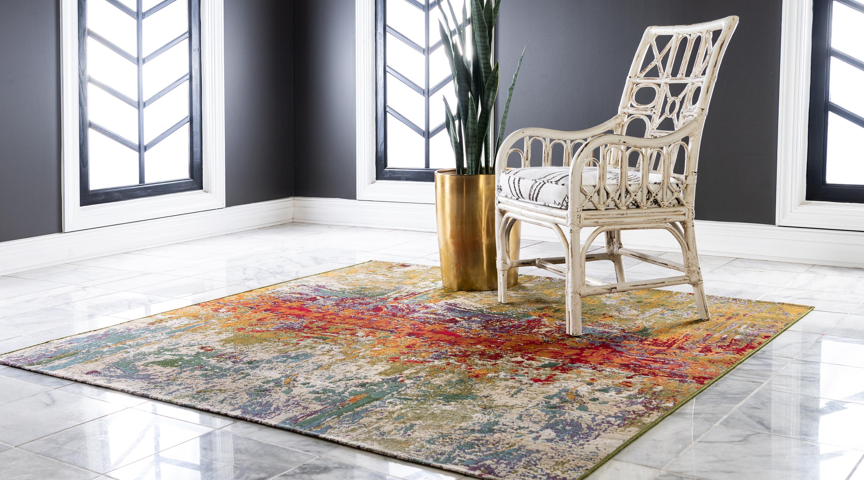 Multi 6' x 6' Outdoor Modern Square Rug Area Rugs eSaleRugs