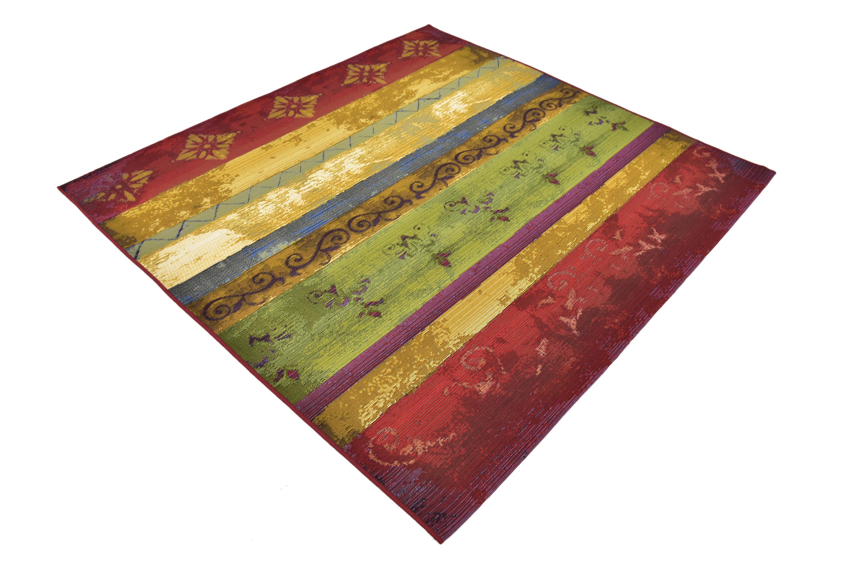 Multicolor 6' x 6' Outdoor Modern Square Rug eSaleRugs