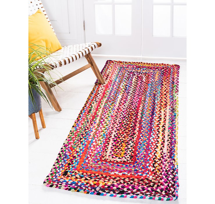 2' 6 x 6' Braided Chindi Runner Rug