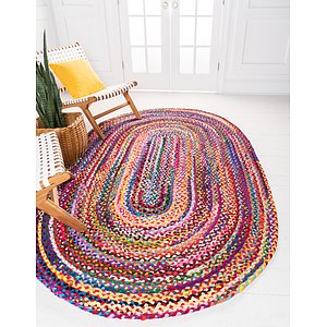 Unique Loom 3' 3 x 5' Braided Chindi Oval Rug